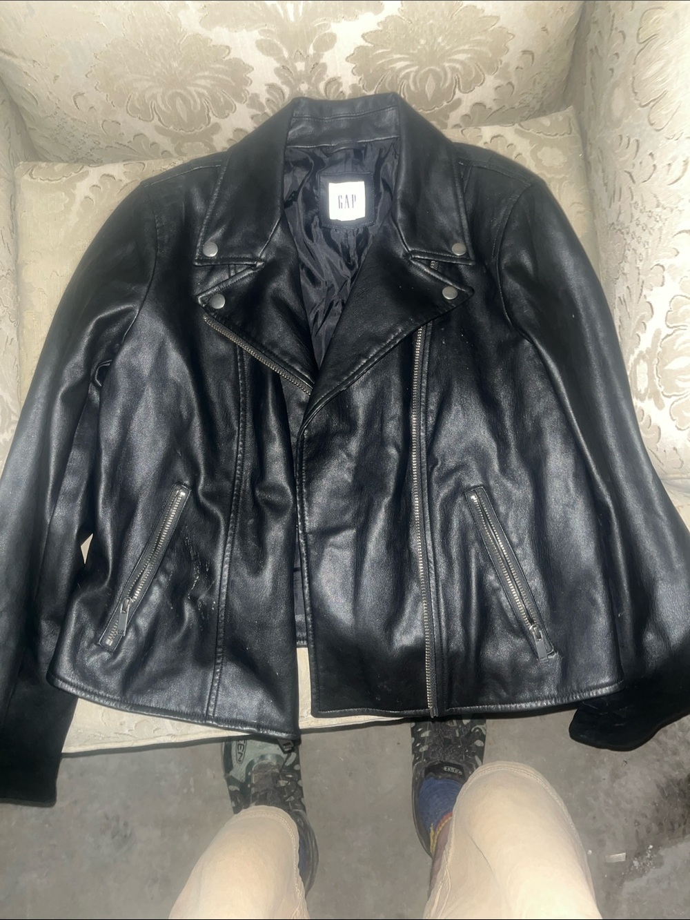 GAP Black Faux Leather Biker Jacket